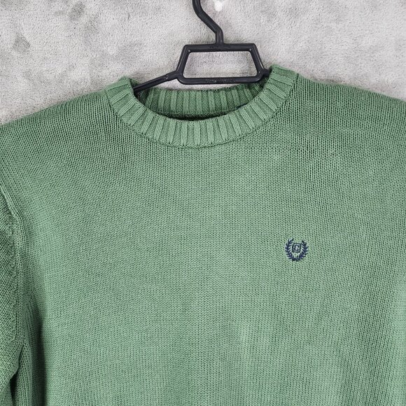 Mens Green Chaps Sweater Crew Neck Long Sleeve 100% Cotton Size XL - Picture 4 of 11
